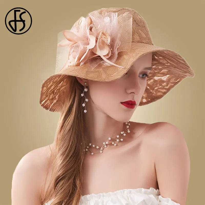 Женская шляпка федора FS черная Элегантная от солнца с широкими полями Пляжная