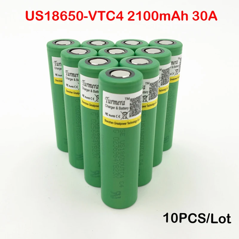 100% Original 3.6V 18650 VTC4 2100mAh High drain 30A battery US18650VTC4 Electronic cigarettes 20A Rechargable | Электроника