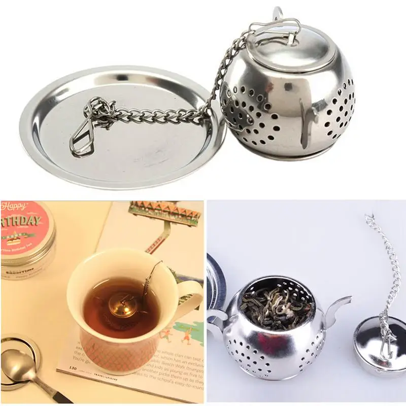 Stainless Steel Tea Infuser Reusable Loose Leaf Mesh Tea Filter Tea Strainer with Lid and Extended Chain Hook