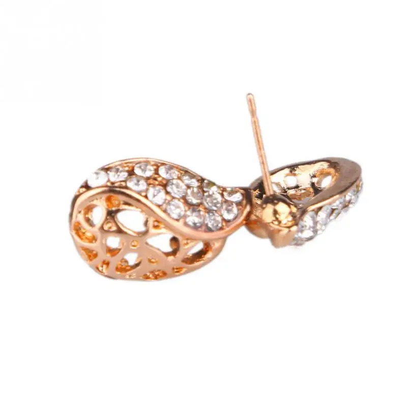 Новая Мода Женская Дамы Форма Листа Прозрачного Хрусталя Rhinestone Серебряный