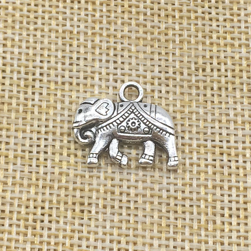 

20Pcs Elephant Charms Pendant Antique Silver Color Double-sided DIY Jewelry Making Handmade Crafts