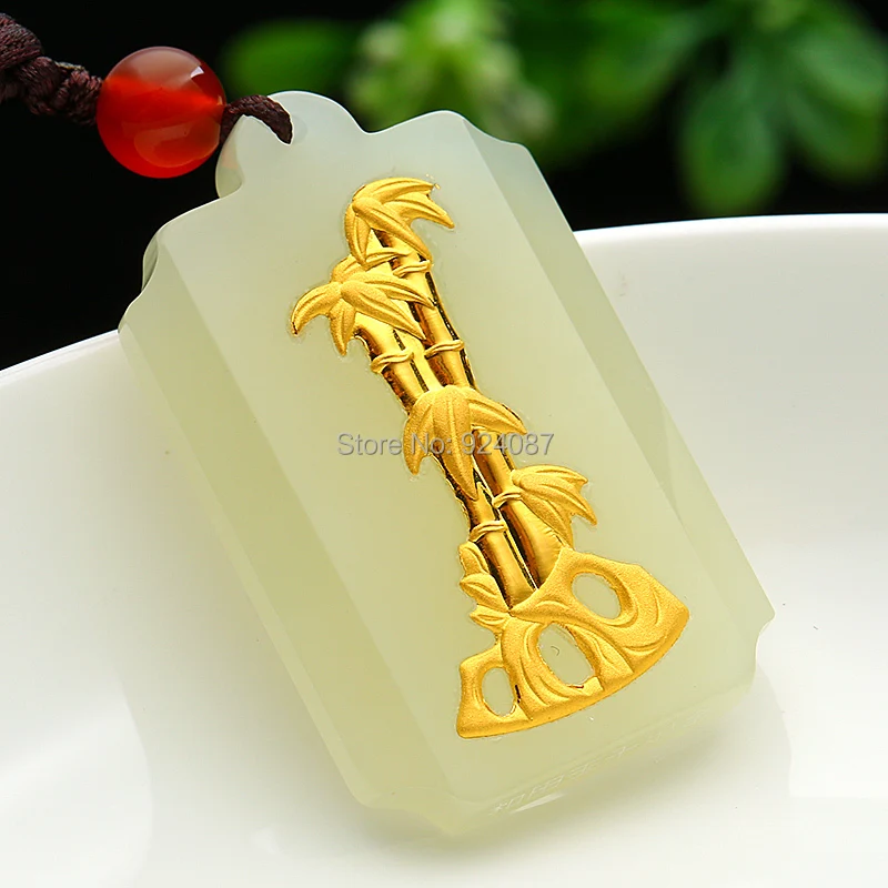 Золотая инкрустированная нефритовая подвеска Tian Yu для мужчин и женщин