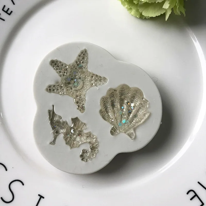 Marine Life Silicone Chocolate Mold 3D Seahorse Shell Starfish Shaped Fondant Molds Creative Cake Decorating Moulds | Дом и сад