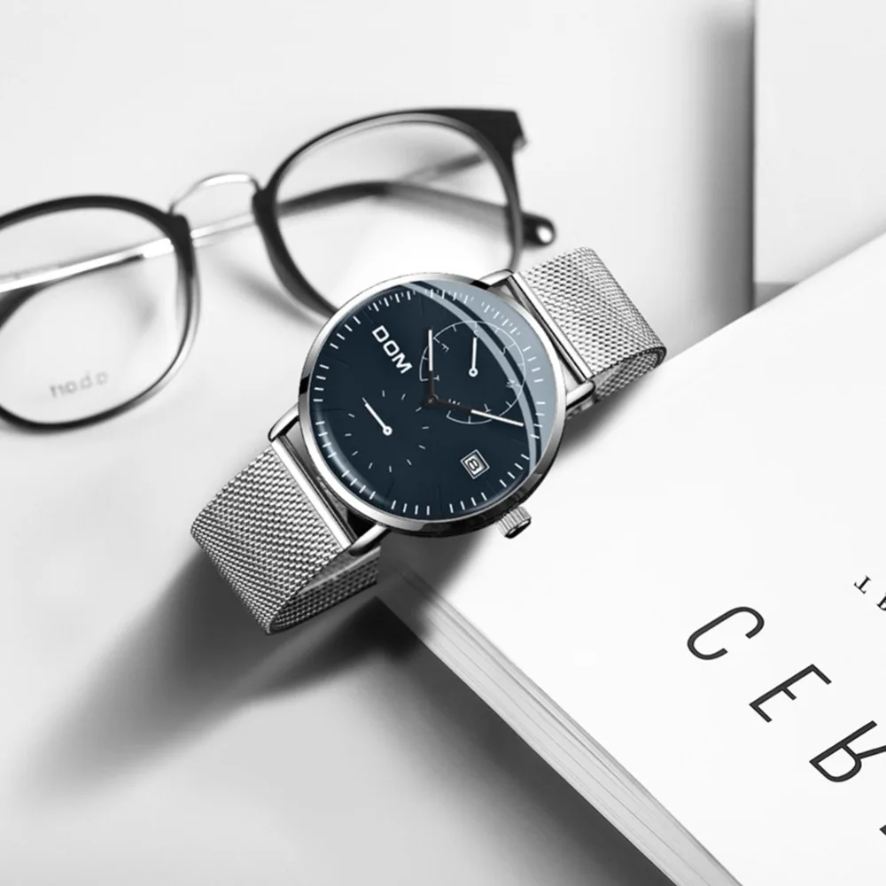 DOM мужские часы Топ люксовый бренд водонепроницаемые повседневные наручные Авто