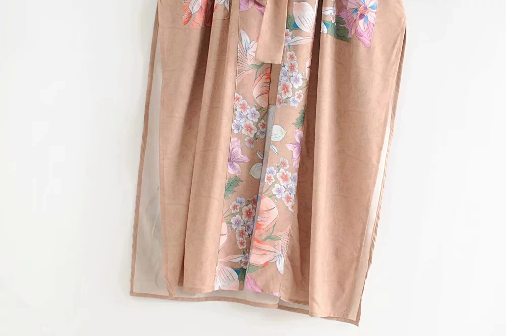 Withered trench women bohemian vintage Peacock and floral printing Wrap around kimono cardigan trench long coat women plus size