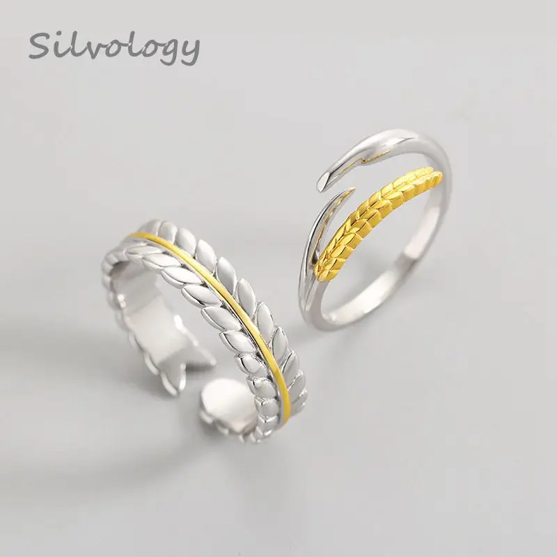 Silvology 925 пробы серебро пшеницы уши Пара Кольца оригинальный дизайн элегантный