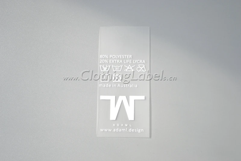 Пользовательские термополиуретановые этикетки прозрачные для одежды с черным