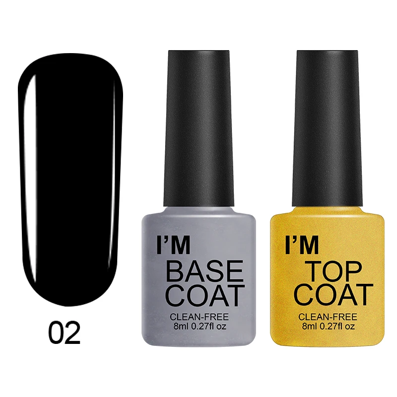 02basecoattopcoat Verntion 8 мл Цвета УФ Гель-лак Soak Off ногтей гель для ногтей 8 мл УФ-гель для ногтей Vernis серии полу постоянный гель-краски - Цвет: 02basecoattopcoat