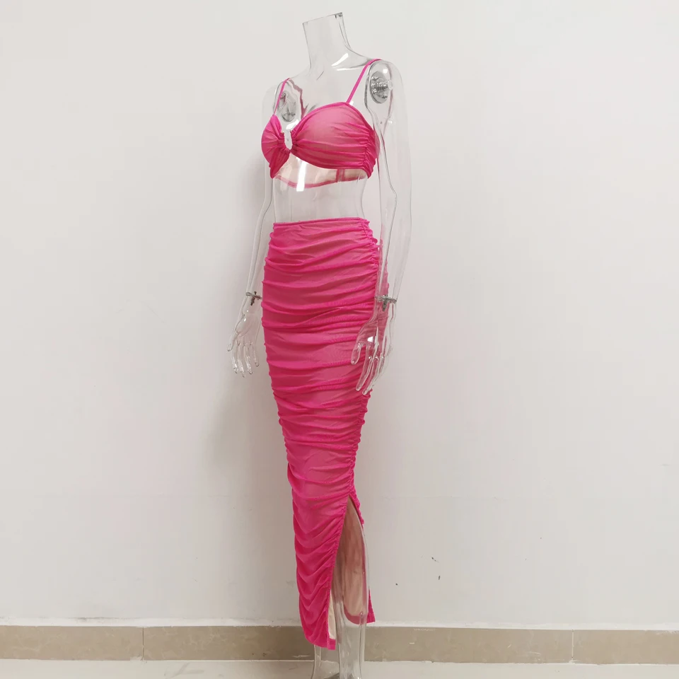 Летнее платье Karlofea с драпировкой шикарное неоново-зеленое розовое облегающее