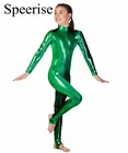 Гимнастический купальник для мальчиков SPEERISE, без рукавов, Блестящий металлический гимнастический костюм из спандекса, Цельный купальник для детей