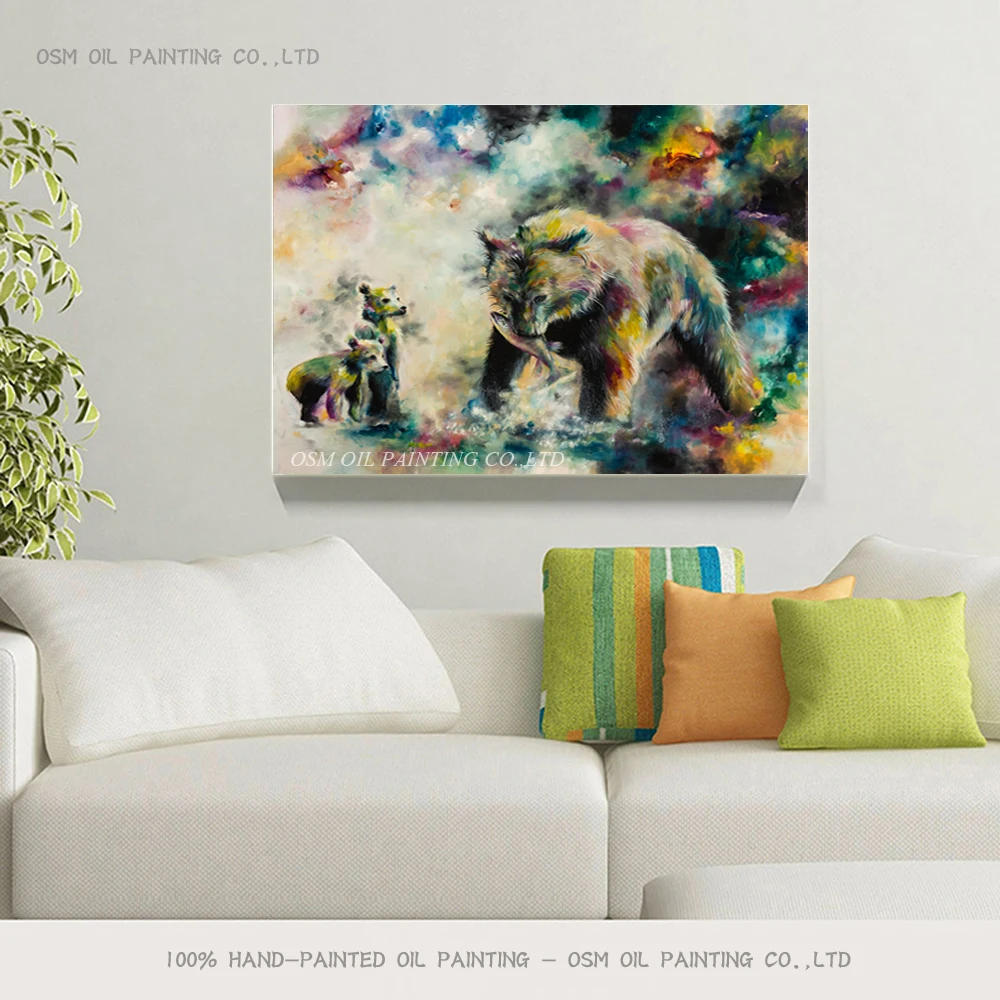 Отличный художник Чистая ручная роспись высокое качество сильный медведь