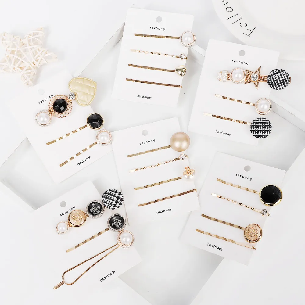 Заколки для волос женские с жемчугом 1 комплект