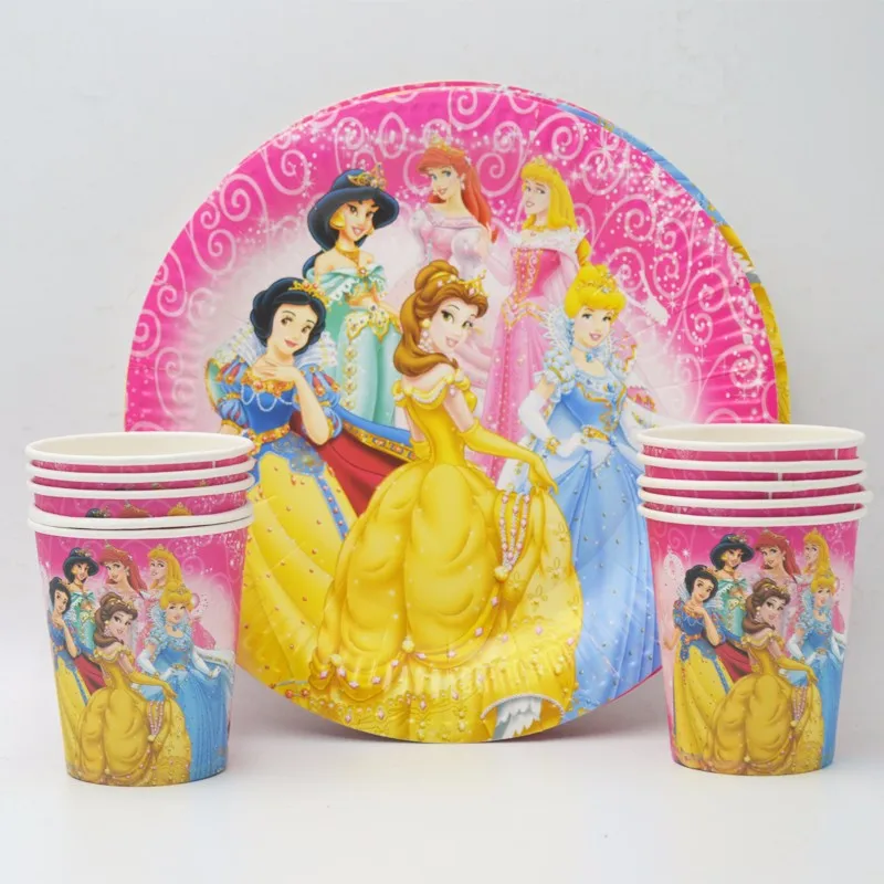 20 шт./компл. Ариэль/Белоснежка/Belle/Cinderella/Жасмин/принцессы Авроры, а так же пластина/чашка для девочек на день рождения украшения вечерние для малыша