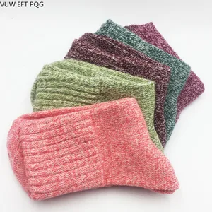 Осенне-зимние однотонные вязаные женские носки, сохраняющие тепло