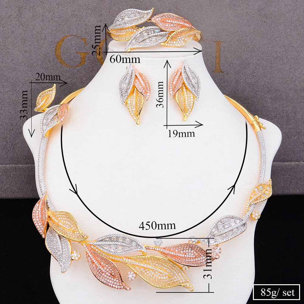 GODKI Роскошный цветок в форме листа 4 шт. массивное большое колье ювелирные наборы
