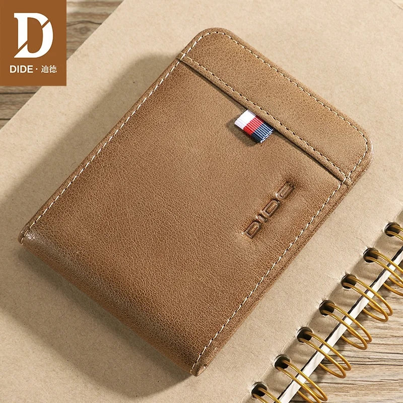 

DIDE Mini ID Credit Card Vintage Genuine Leather Bank Card Holder For Men Cow Retro Money Purse Women Small Wallet Luxury