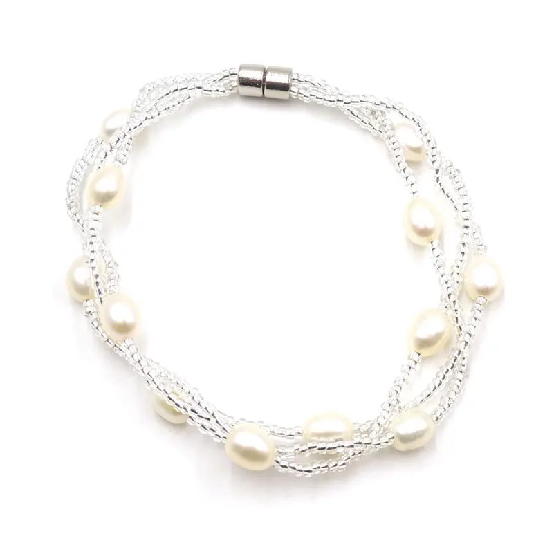 Жемчужные ювелирные изделия женский браслет с магнитной застежкой 17 см Pulseira Feminina