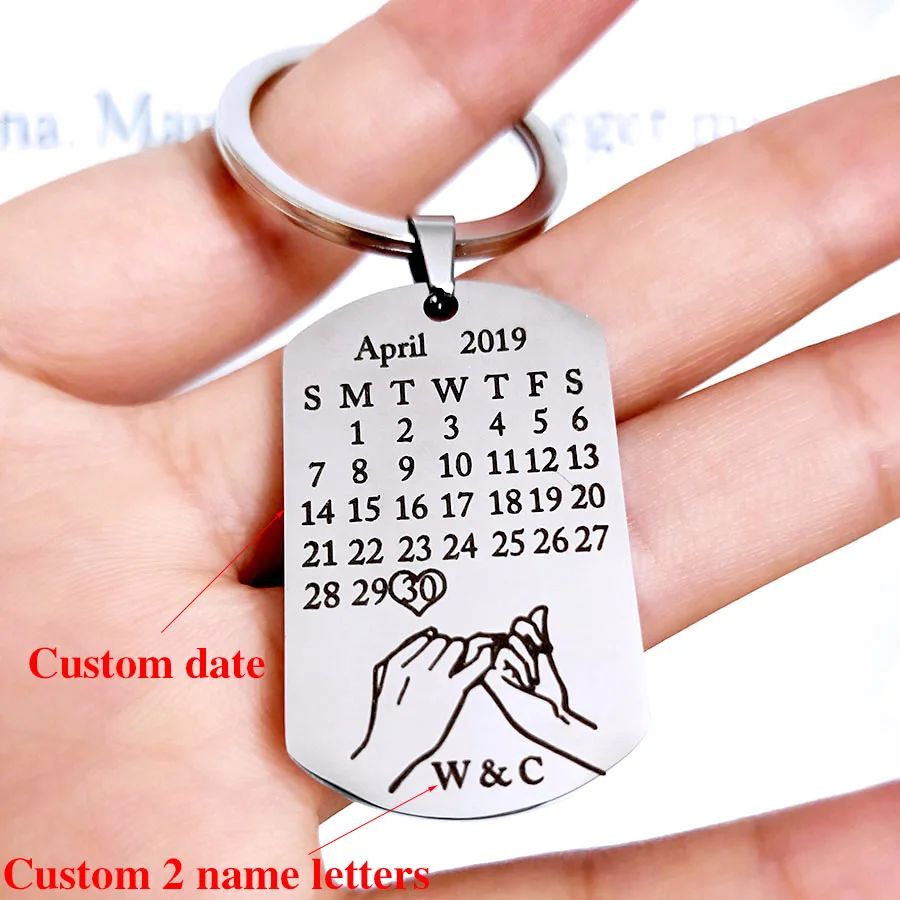 Заказной Брелок-календарь с резным датой 2 буквы брелок для ног движущийся