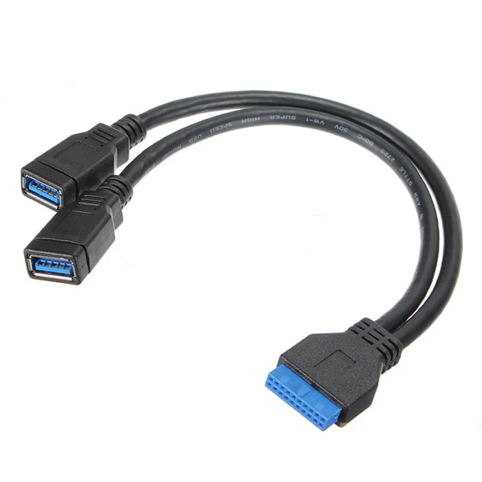 

CY USB 3.0 20pin Male to Female Extension Cable Adapter 2 ports USB 3.0 Female to Motherboard 20pin Header cable for front panel
