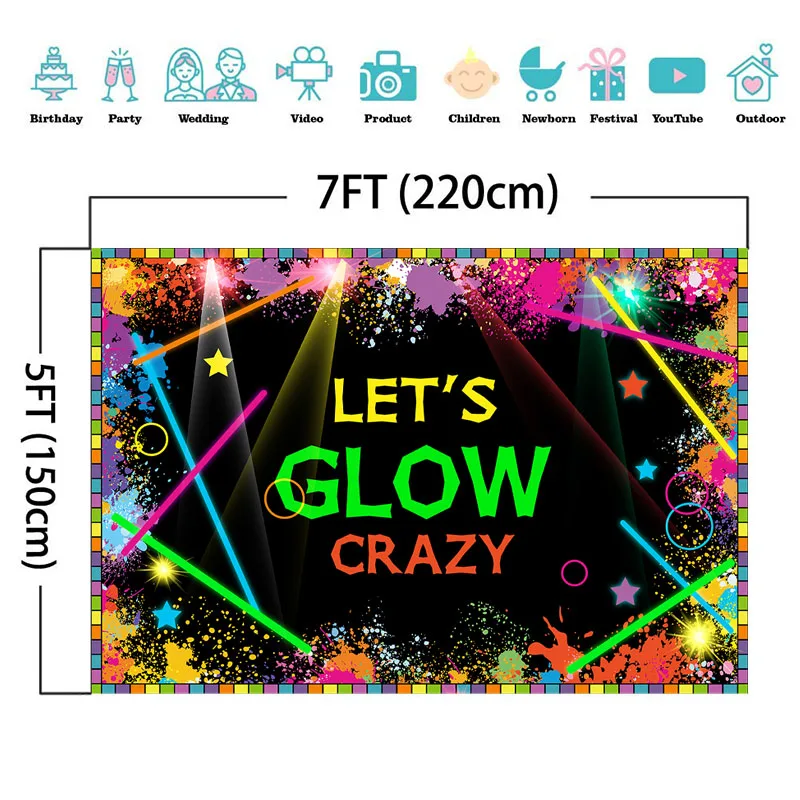 NeoBack Let's Glow неоновые лазерные вечерние фоны для фотосъемки разбрызгиватель Граффити стена фото фон