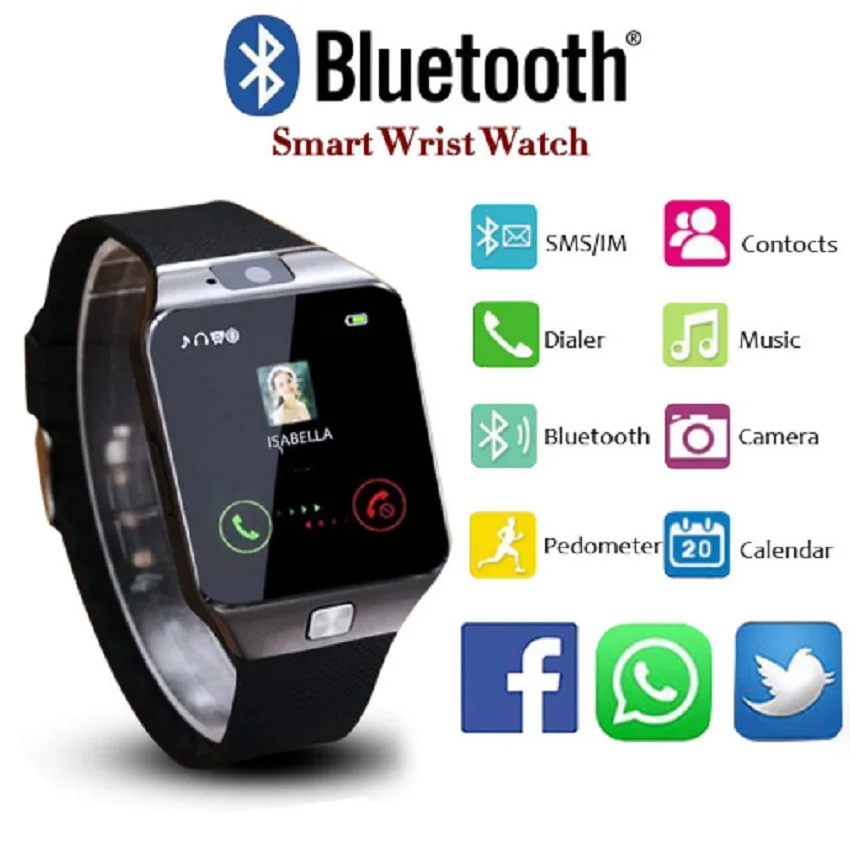 Bluetooth dz09 Смарт часы Для мужчин SmartWatch 2017 Android наручные Relogio inteligente Поддержка sim карты