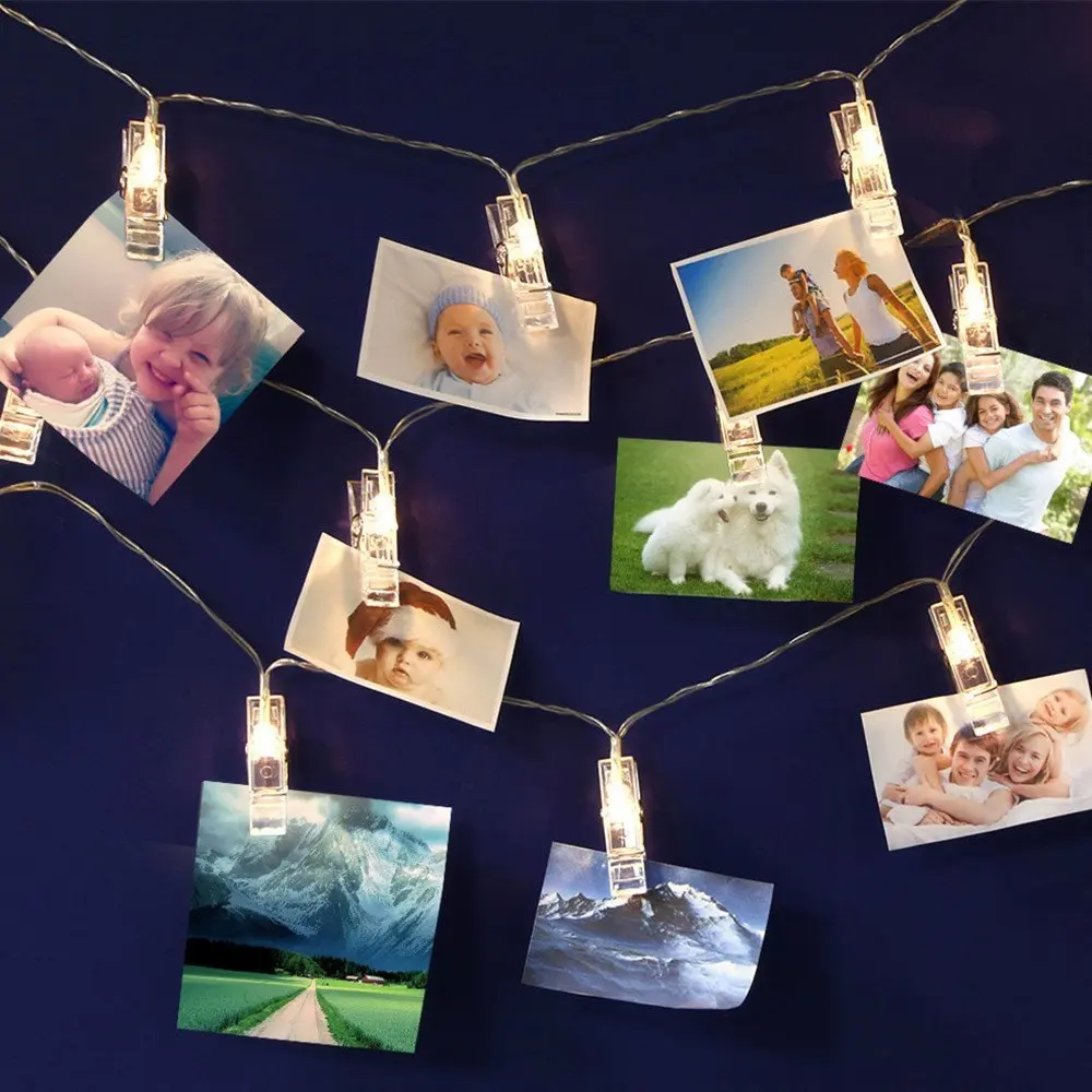 Wrumava 1M 2M 3M Photo Clip Holder LED String lights For Christmas New Year Party Wedding Home Decoration Fairy Battery | Лампы и