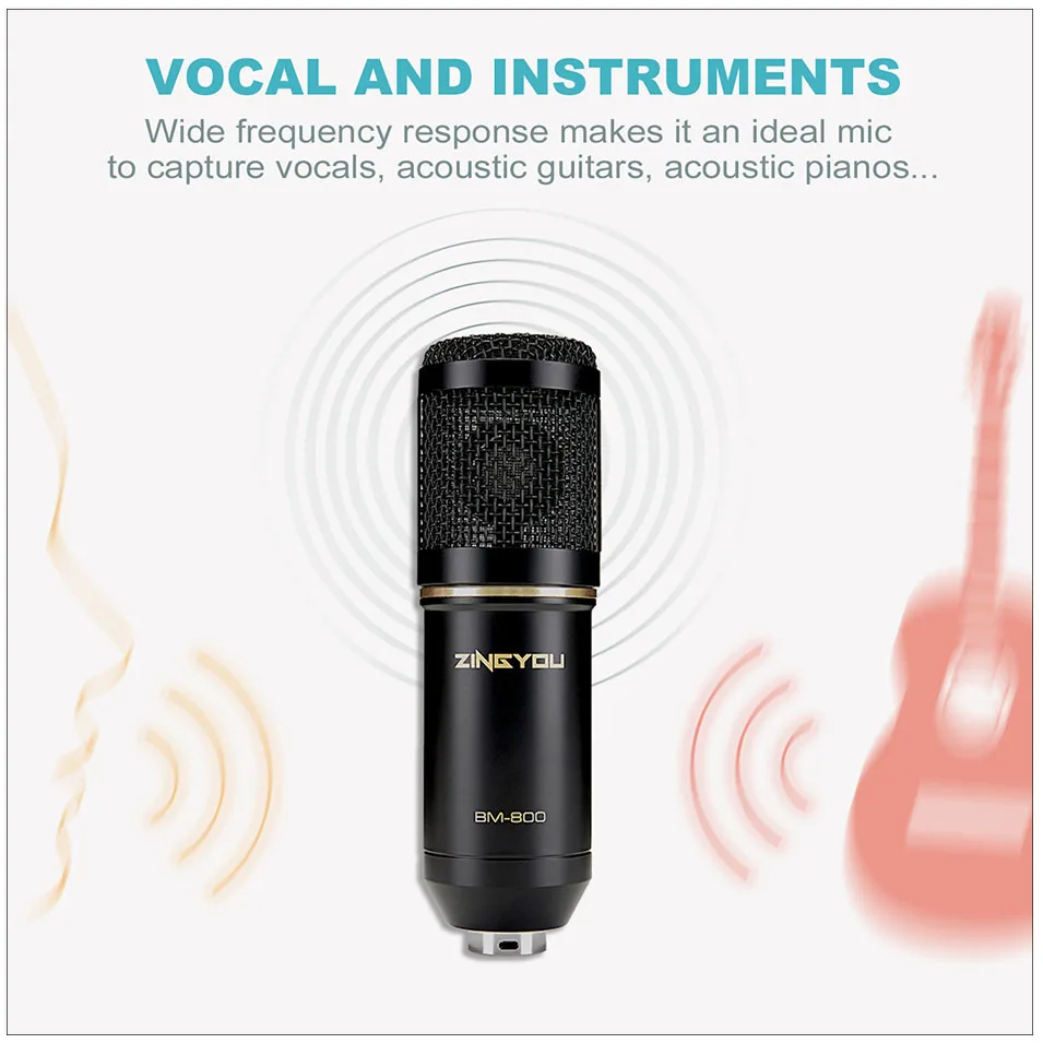 ZINGYOU BM 800 Studio Microphone Multifunctional Wired Cardioid Mic For Sound Recording Professional Condenser bm800 Microphone