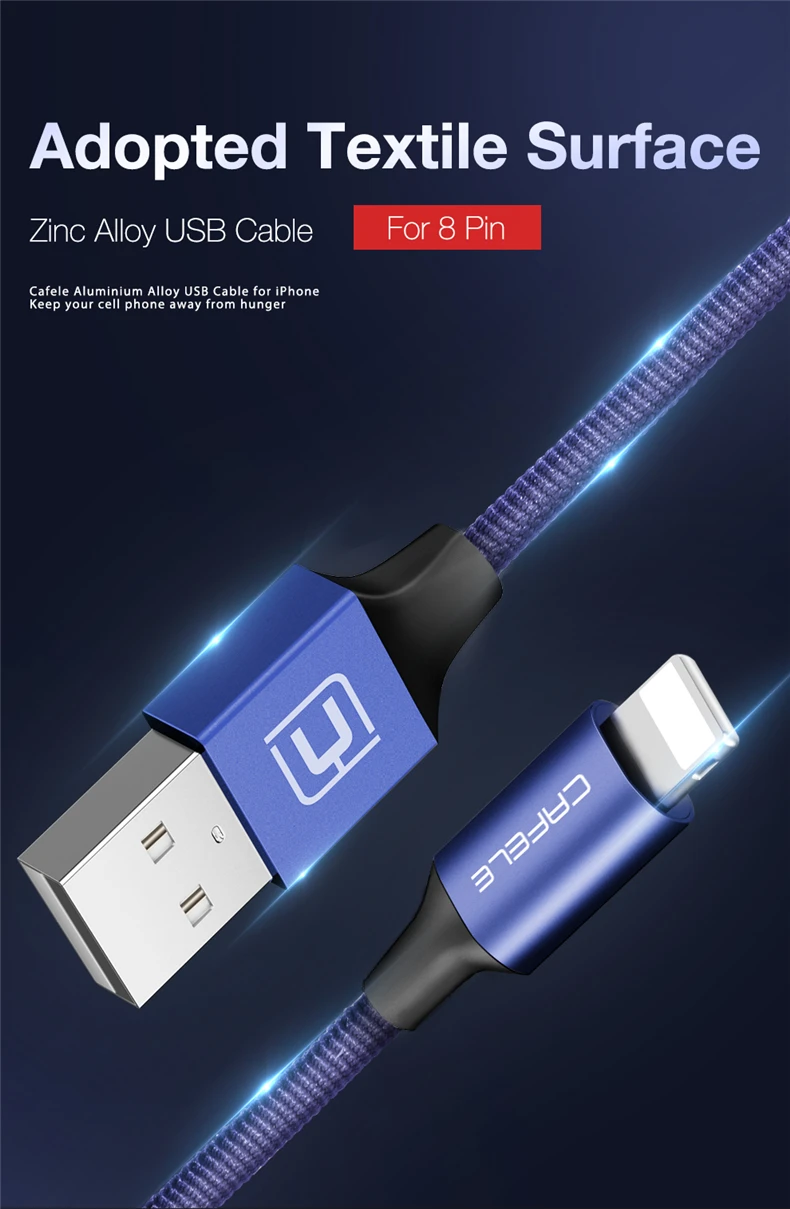 CAFELE USB кабель для iPhone Xs Max Xr X 8 7 6 6S Plus 5 5S 5c ipad зарядка кабелей кабель синхронизации данных и зарядки для IOS 11 10