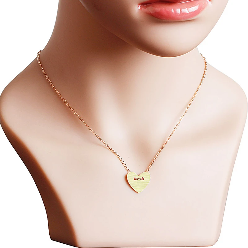 

Wholesale Rose Gold Love Heart Necklace For Women Romantic Jewelry Stainless Steel Ketting Collier Femme Christmas Gifts