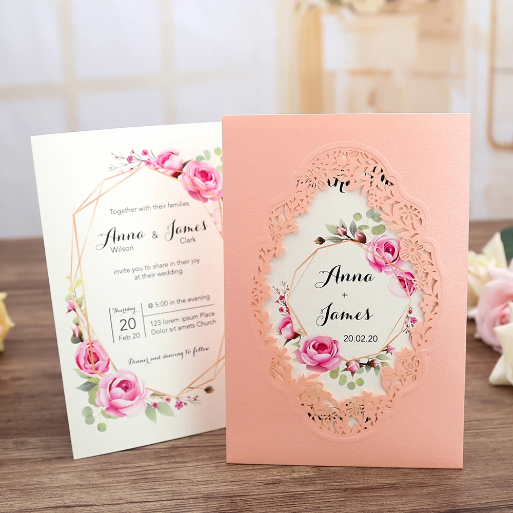 50 шт. розовое золото бордовый темно синий вертикальная лазерная резка Quinceamera