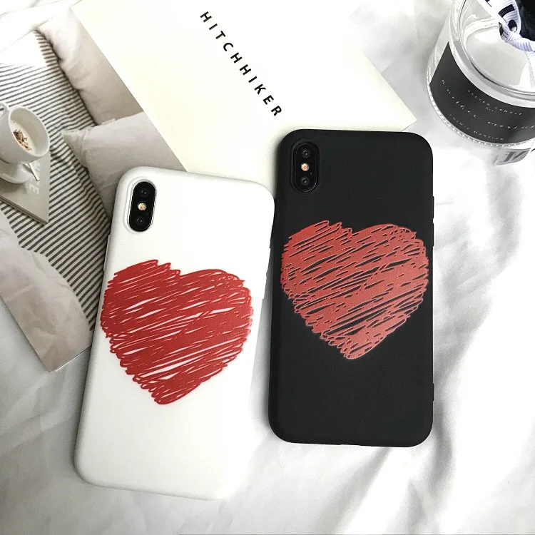 Lover Simple Heart Cases For Iphonex 7 PLUS 6 6S 8 Mobile Phone Case Soft Silicone Tpu Back Covers Iphone6 plus Funda |