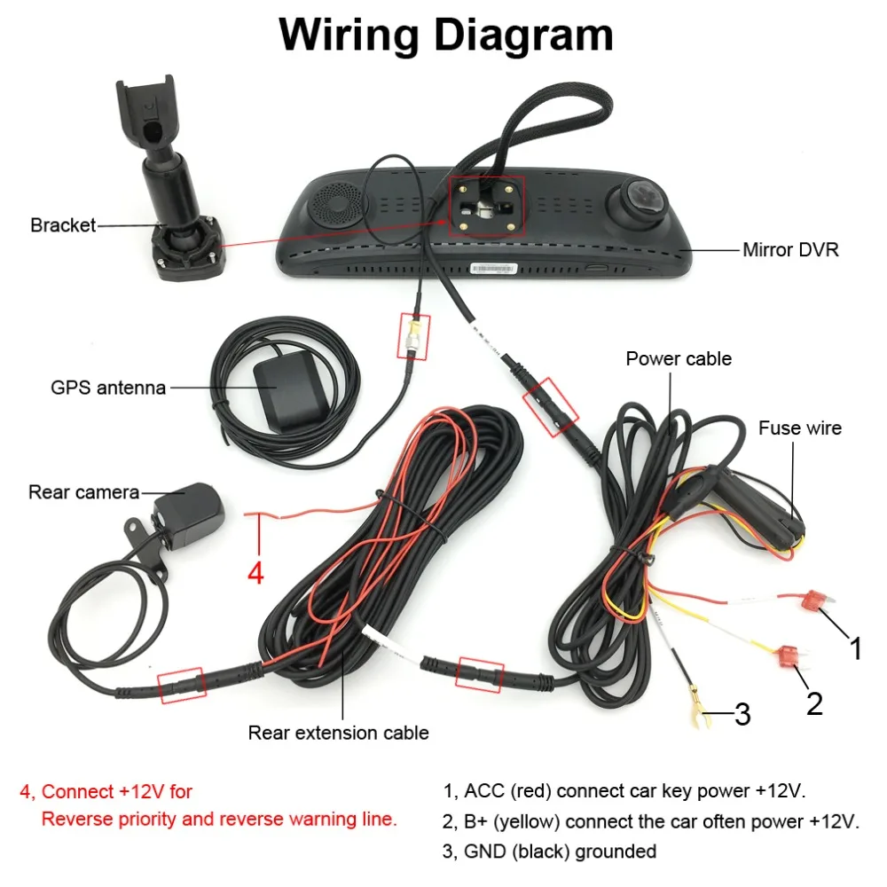 

10" Touch Screen Bluetooth WiFi 4G Android Car DVR Camera 1080P Full HD Rear View Video Recorder Registrars Dash Cam #B1166