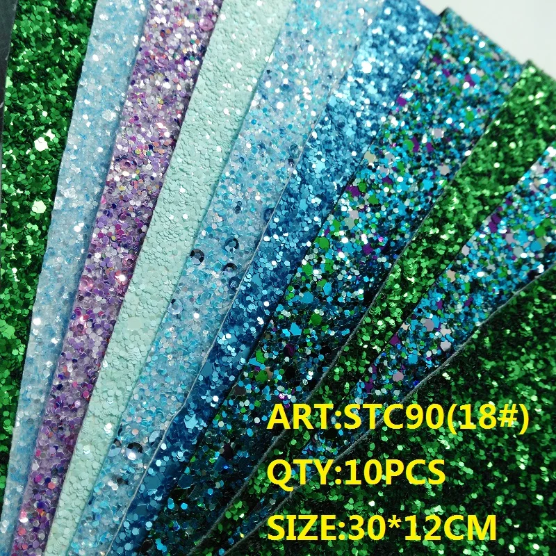 18 Прозрачный запас 1 комплект(10 шт.) 30X12 см Alisa Glitter Cuero Sintetico блестящая кожа для DIY аксессуары для волос ремесло STC90 - Цвет: 18