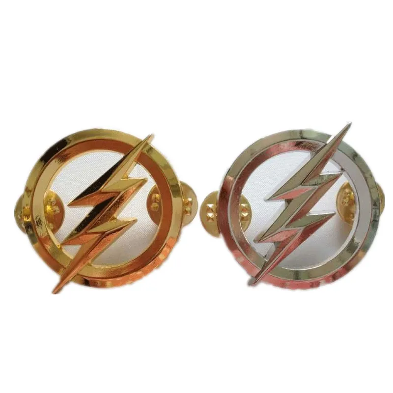 Металлические значки US The Flash индивидуальный значок Золотая и|pin gold|silver and goldsilver
