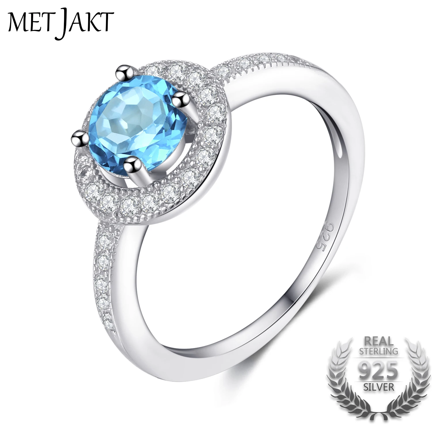 Женское кольцо с топазом MetJakt из серебра 925 пробы фианитом высокого качества|ring