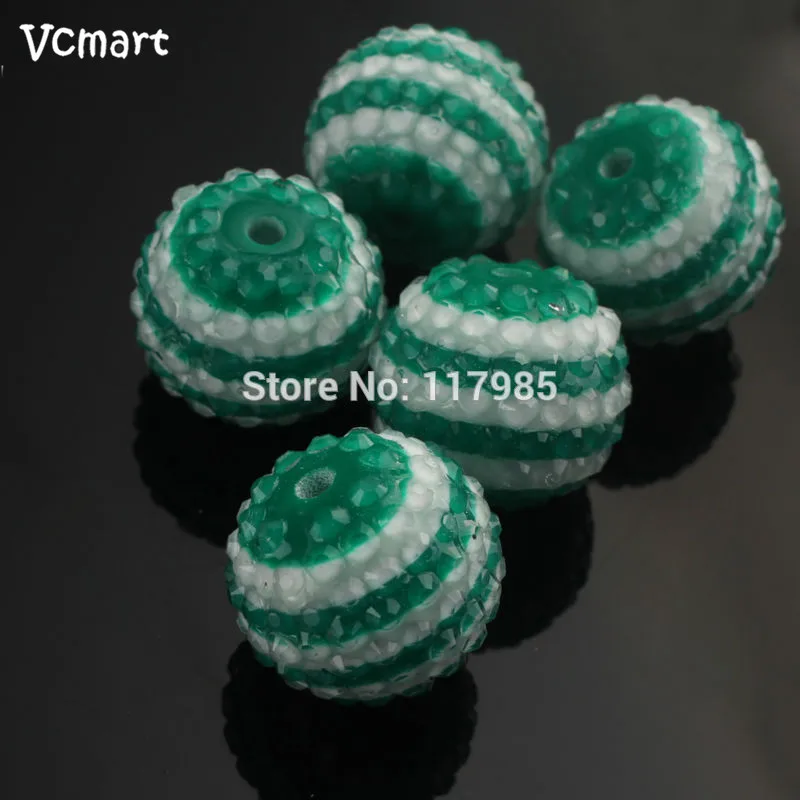 2017 St. день Святого Патрика Зеленый Смола горный хрусталь полосатый Бусины 22 мм 50