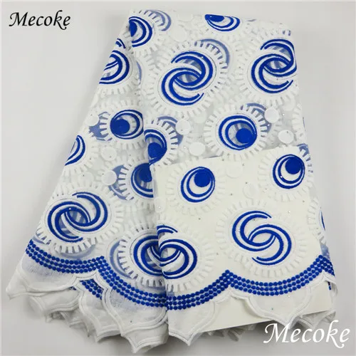 Royal Blue Высокое качество нигерийские кружевные ткани хиджаб, украшенный бисером сетка африканская кружевная ткань невесты гипюр Королевский синий французская кружевная ткань - Цвет: Royal Blue