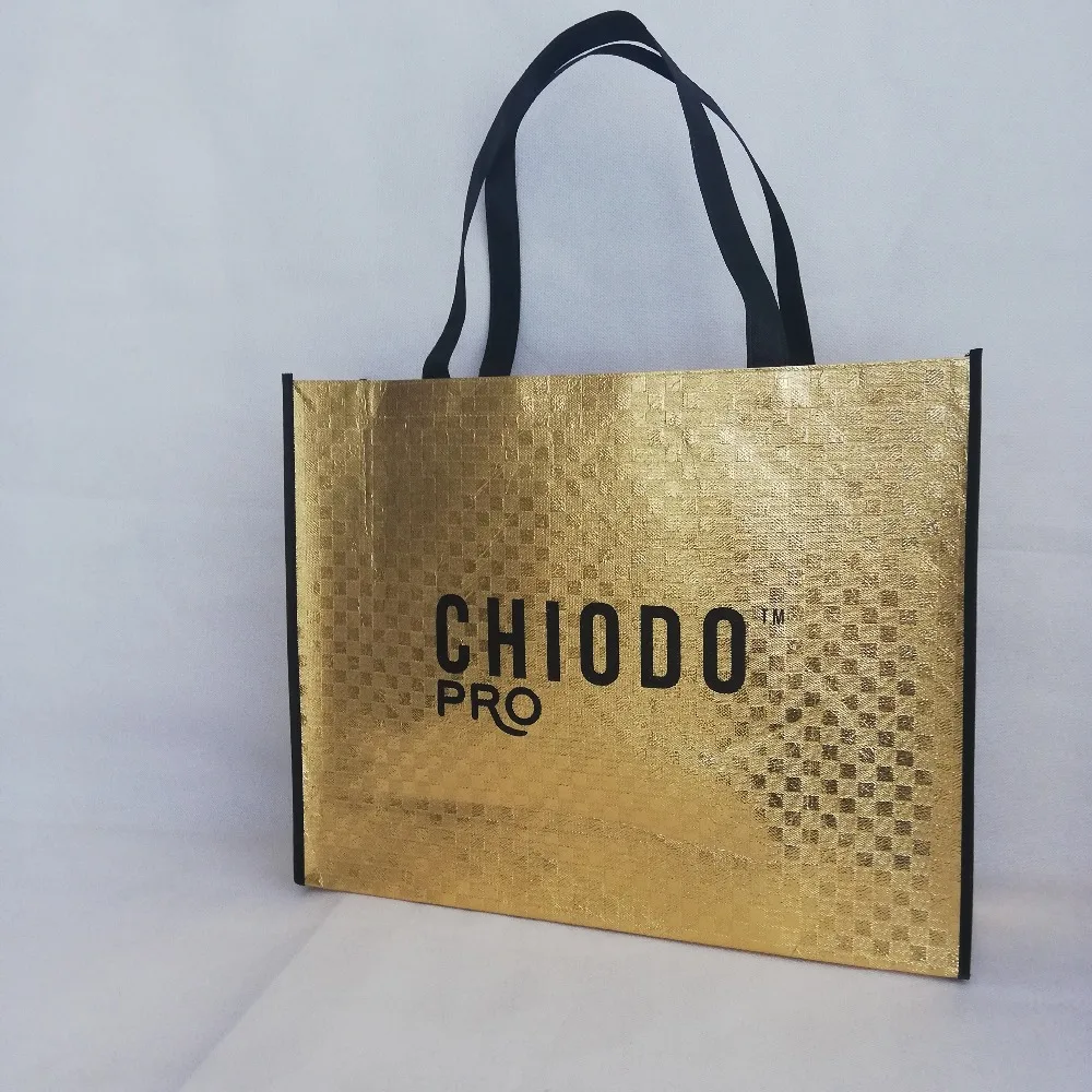 500 шт./лот Золотая Глянцевая металлическая Нетканая сумка для покупок