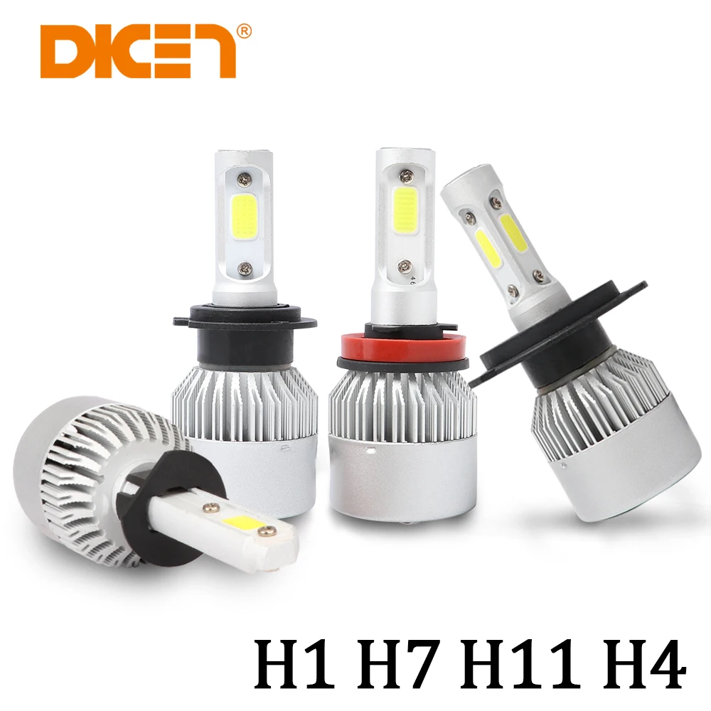 Дик H7 светодиодный H4 H11 9005 9006 COB автомобилей лампы Hi Lo 72 Вт 8000LM 6000 К автомобильной