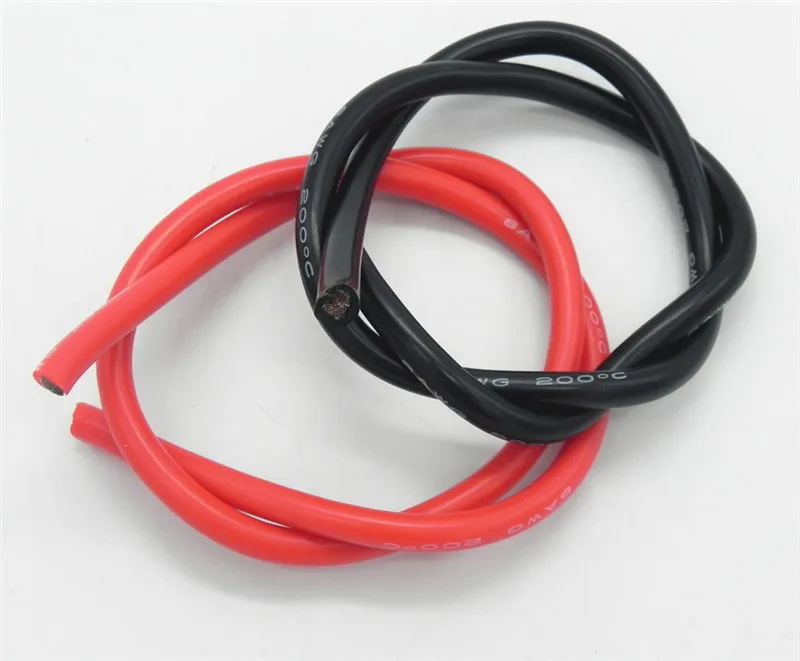 100 компл./лот 8AWG силиконовый провод кабель 0 5 м черный + красный проводник