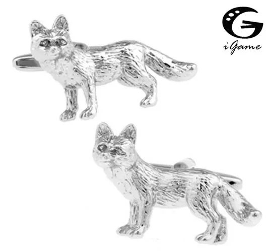 

Запонки iGame Fox серебристого цвета, латунный материал, новинка, животный дизайн, бесплатная доставка