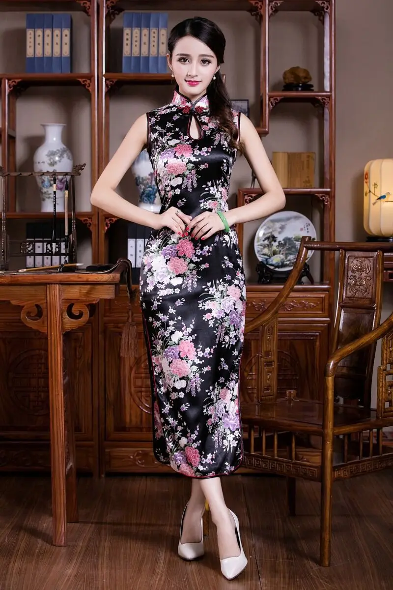 Винтажный китайский стиль Cheongsam сексуальное Белое летнее женское длинное платье