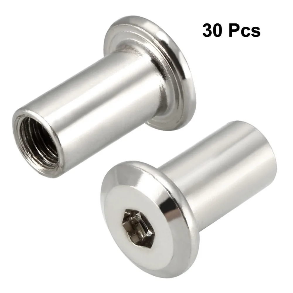 

Uxcell Top Sale 30pcs/lot M6 M8 10-22mm Hex Socket Head Screw Post Female Thread Furniture Nut Iron Nickel Plated