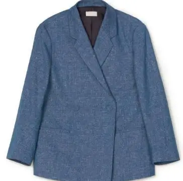 blue blazer Новинка, осенне-зимний двубортный льняной Блейзер большого размера, пальто+ брюки, костюм для женщин - Цвет: blue blazer