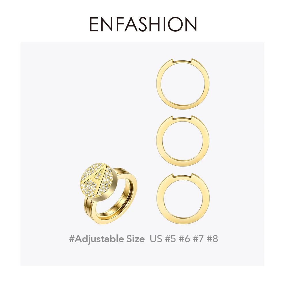 Enfashion письмо начальный винт кольцо для женщин нержавеющая сталь Золото Цвет регулируемое; Кулак Кольца с буквами модные ювелирные изделия 188007