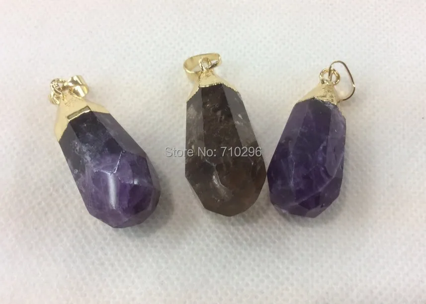 

Wholesale Mixed Amethys t Quartz Smok y Quartz Mixed Point Quatrtz Pendant 10pcs/lot