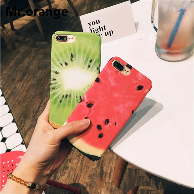 Mr.orange Pretty Fruit Kiwi Watermelon Pattern Cell Phone Case For iPhone 6 6S 7 Plus Soft TPU Silicone Back Cover |