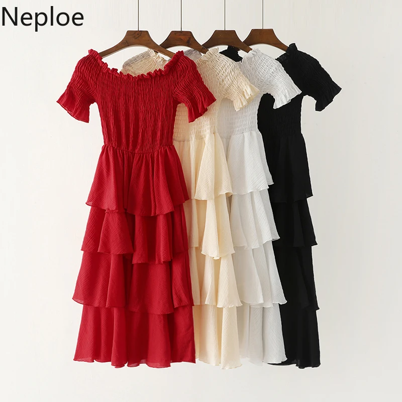 Neploe/Элегантное нарядное платье для женщин лето 2019 однотонный воротник-лодочка