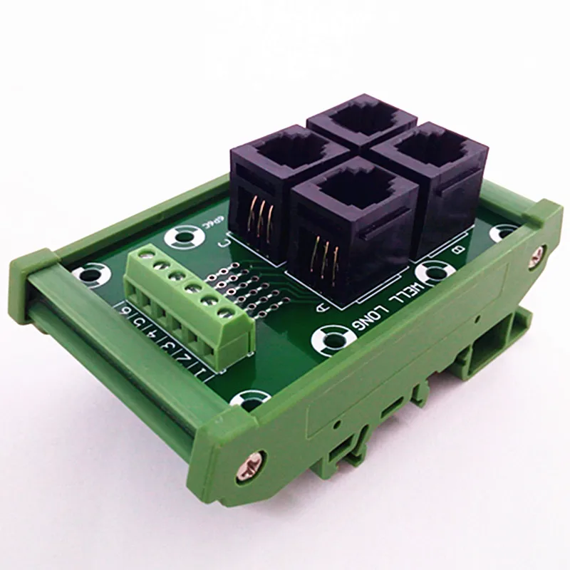 RJ11/RJ12 6P6C Jack 4-способ DIN рейку Интерфейс модуль, клеммный блок, разъем