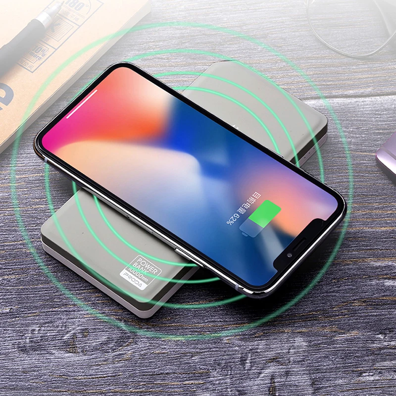 Беспроводной внешний аккумулятор Remax Proda Qi 10000 мАч двойной USB быстрая зарядка для